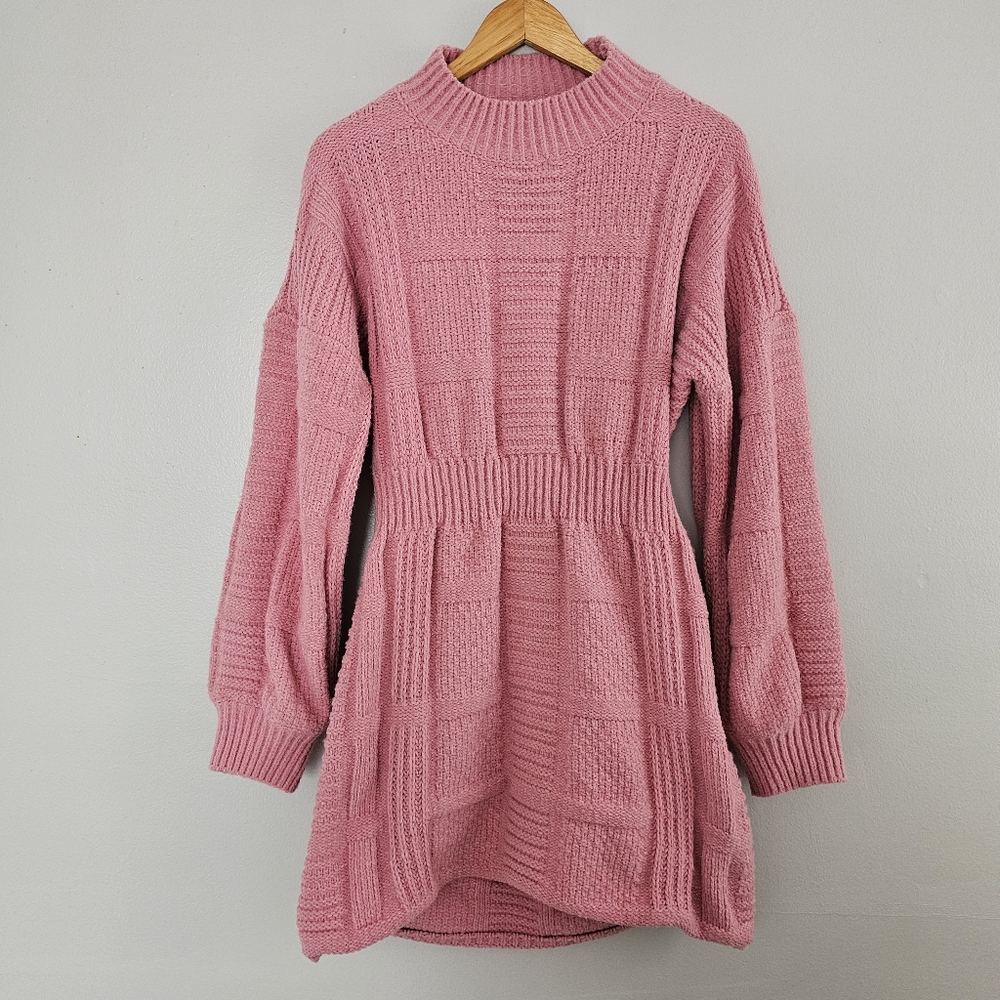 Lulus Patchwork It Rose Pink Chenille Chunky Cabl… - image 2